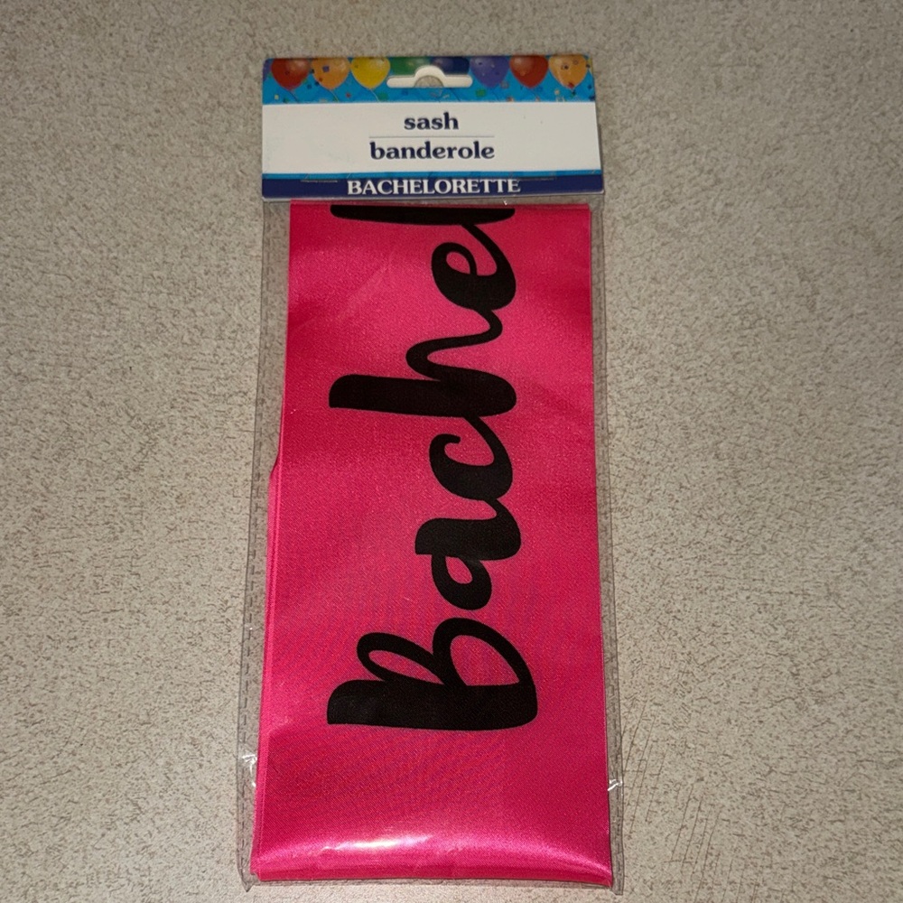 Bachelorette Sash in Hot Pink with Black Lettering